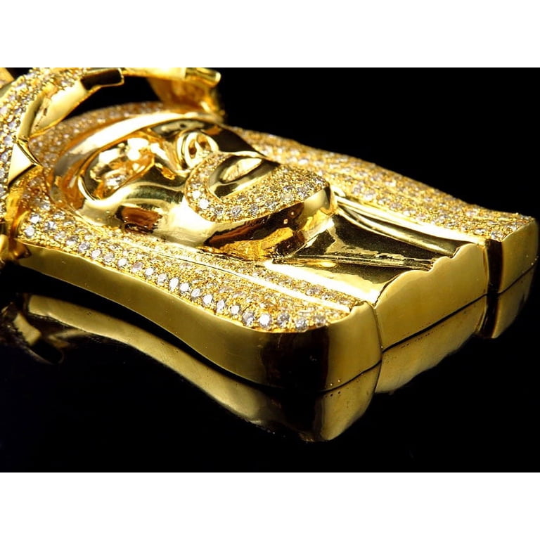 Men's Stainless Steel Jesus Face Pendant – 3D CZ Bling, Gold/Black/Silver Plated, Hip Hop Style