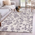 thumbnail image 2 of Purple Floral Leaf Large Area Rugs for Bedroom Living Room, Soft Non Slip Carpet Bedside Rug, Retro Farmhouse Plant Tree Branch Rectangular Floor Cover Kitchen Accent Rug 4'x6' for Dining Room/Office, 2 of 9