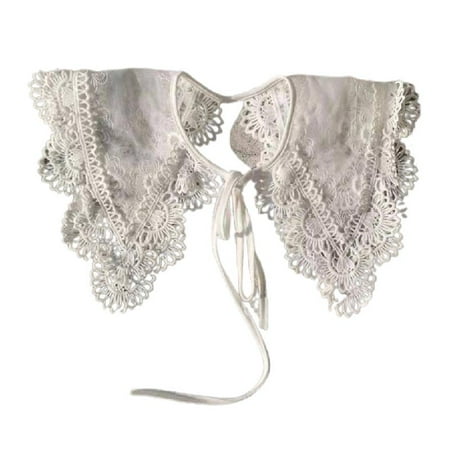 

QUSENLON Double Layer Sheer Fake Collar Shawl for Women Hollow Out Floral Necklace Cape