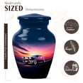 thumbnail image 2 of JAGASY Classic Car Miniature Urn for Ashes, Blue Small Urns for Human Ashes Keepsake, Sunset Purple & Pink Sky Decorative Urns for Siblings, Cremation Urn for Sister & Brother, (3 Inch), 2 of 7