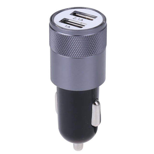 Adaptador de encendedor de coche, adaptador de encendedor de cigarrillos de Metal portátil, USB Dual, aleación de aluminio 2.1A, enchufes de Cable para coche, accesorios para teléfono móvil