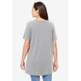 thumbnail image 2 of Woman Within Plus Size Perfect Short-Sleeve Shirred V-Neck Tunic, 2 of 6