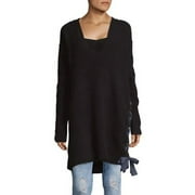 FREE PEOPLE $148 Womens New 1067 Gray Lace-up Sweater Long Sleeve Dress M B+B
