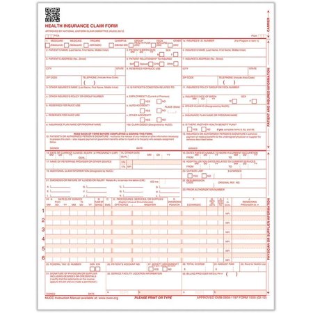 CMS 1500 Healthcare Billing Form | 8.5 x 11 | Medical Billing | Pack of 2500