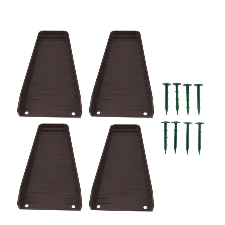 4-Pack Downspout Splash Block – Rain Gutter Extensions With 8 Fixing Nails, Durable Plastic, Prevents Soil Erosion & Protects Foundation (Black)