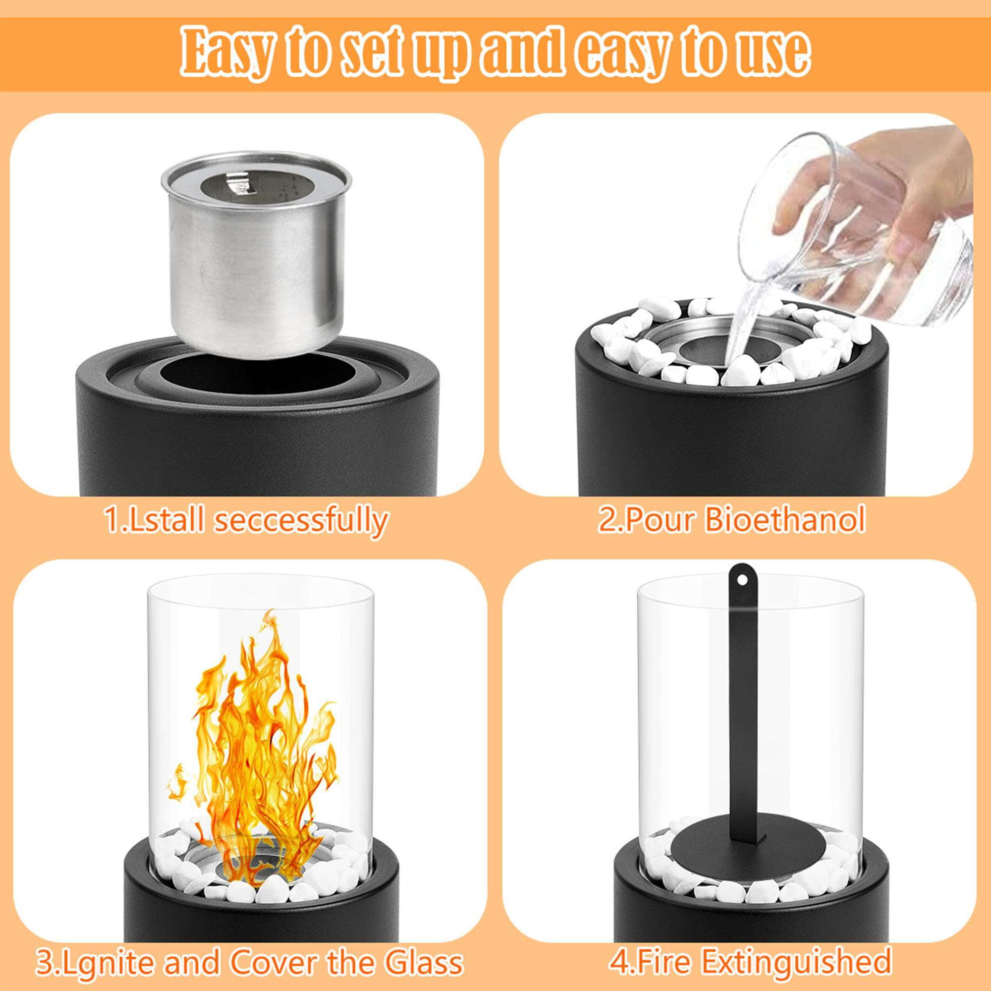 Gustave Tabletop Fire Pit Bowl Mini Portable Table Top Fireplace for Indoor Outdoor Home Patio Decor