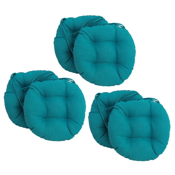 16-inch Spun Polyester Solid Outdoor Round Tufted Chair Cushions (Set of 6) 916X16RD-T-6CH-REO-SOL-12
