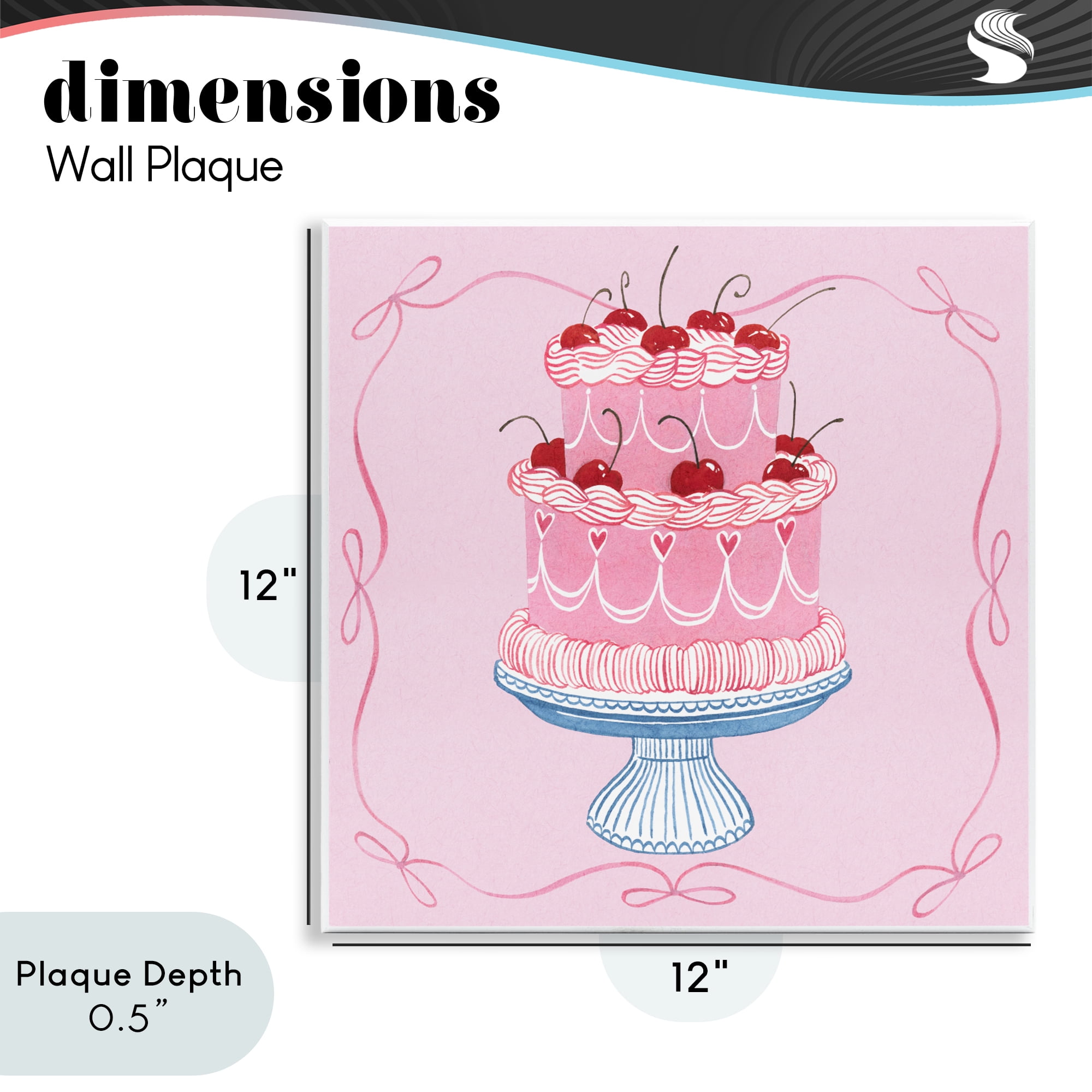 Stupell Industries Romantic Pink Cherry Cake Wall Plaque Art, design by Grace Popp