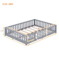 thumbnail image 2 of Montessori Floor Bed, Queen Size Bed Floor Bed with Safety Guardrails and Door, Solid Wood Bed Frame for Girls Boys Teens, 2 of 5