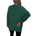 thumbnail image 4 of hirigin Women's Loose Knit Tops, Solid Color Ribbed Long Sleeve Round Neck Autumn Sweater Blouse, 4 of 6
