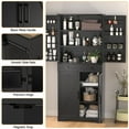 thumbnail image 5 of UPGO 72" Tall Farmhouse Kitchen Pantry Cabinet, Large Storage Cabinet with 6 Adjustable Shelves, 4 Barn Doors & Drawer for Bathroom, Dining Room, Black, 5 of 21