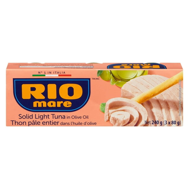 Rio Mare Solid Light Tuna in Olive Oil with Lemon and Pepper, 3 x 80g (240g)