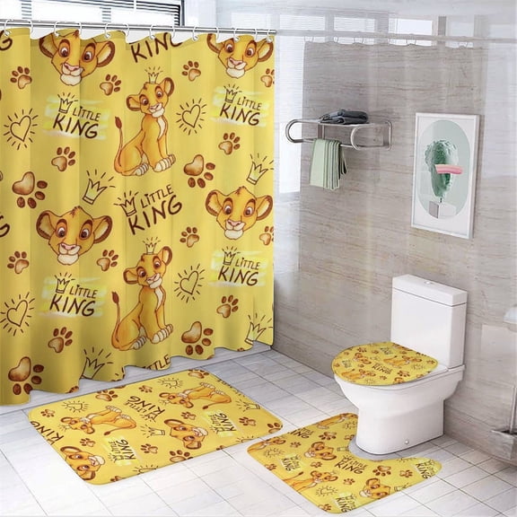 4 Piece Shower Curtain Set with Rugs The Lion King Shower Curtain Bathroom Sets Decor Waterproof