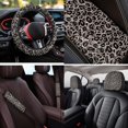 thumbnail image 4 of Uorisanigo Gray Leopard Print 14 Pieces Car Seat Covers Full Set with Auto Steering Wheel Cover Cars Headrest Cover Cars Console Cover Seat Belt Pads Keychain Comfortable Soft Fit Car SUV, 4 of 6