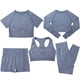 thumbnail image 1 of Ropa de yoga de cinco piezas, pantalones ajustados de cintura alta con tiburón, pantalones cortos, ropa de entrenamiento, traje al aire libre, 1 of 6
