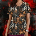 thumbnail image 2 of Funicet Hauts pour Femmes, Shorts pour Femmes, Haut de Travail à Manches Courtes Imprimé Halloween avec Poche, Hauts à Manches 3/4 pour Femmes, Hauts d'Halloween pour Femmes, 2 of 5