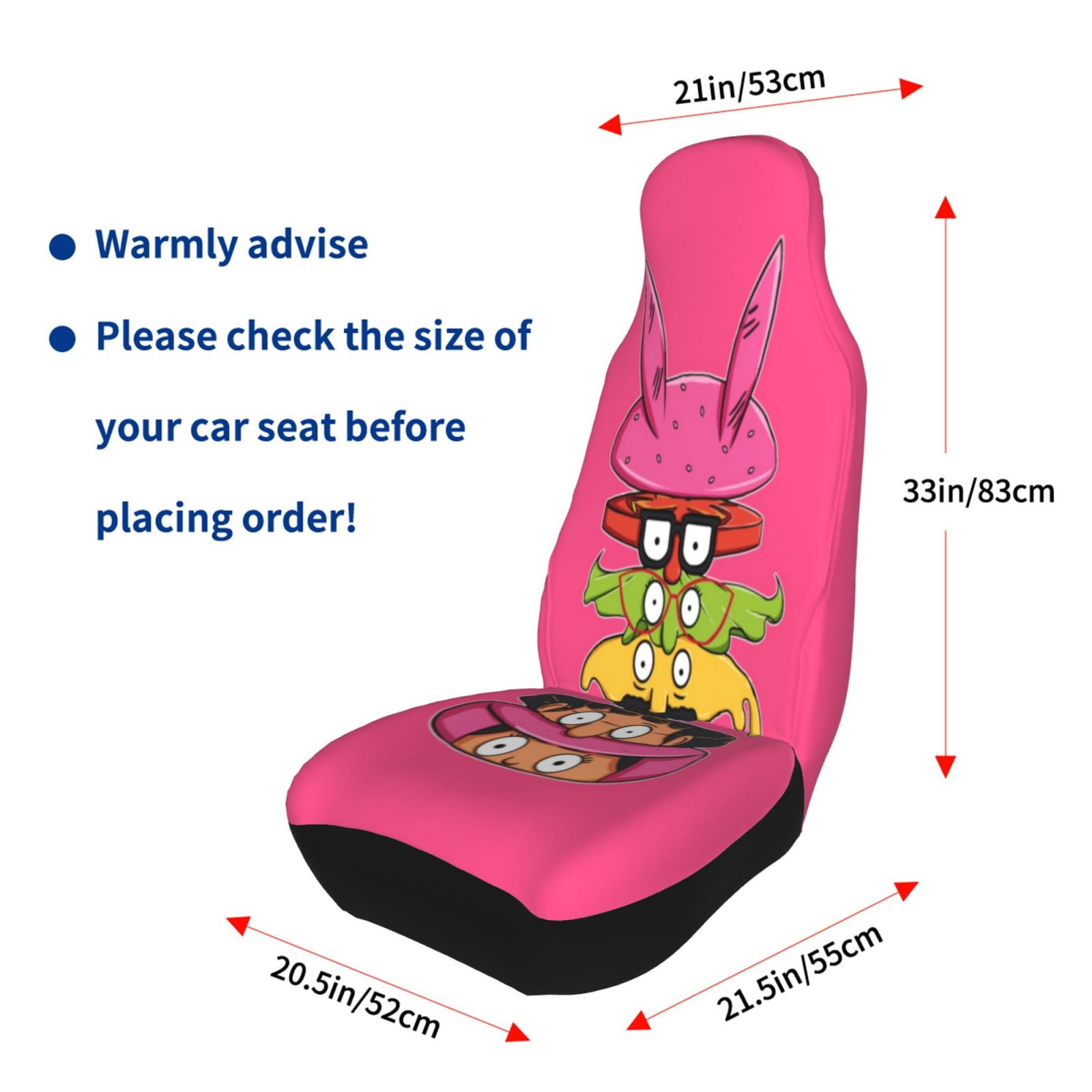 2PCS Bob's Burgers Seat Cover for Women Men Washable Soft Thin