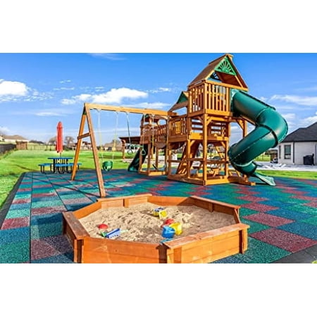 Playsafer Elevate Rubber Playground Tiles - 1" High Density Interlocking Shock Absorbent Safety Tiles for Playgrounds, and Exercise Equipment - 20" X 20" (Gray, 4 Tiles - 11 Sq. Ft)