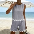 thumbnail image 4 of Women's Striped Two-Piece Sleeveless Patchwork Trimmed And Shorts Casual Summer Set, 4 of 6