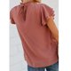 thumbnail image 3 of Camiseta holgada de punto suizo fruncida con manga aleteo superior de verano para mujer para uso diario, 3 of 5