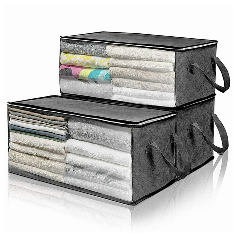 Storage Solutions Baby Dresser Organizers and Storage Large Clothes Storage Bag Clear Window Thick Nonwoven Fabric Under Bed Storage Packing