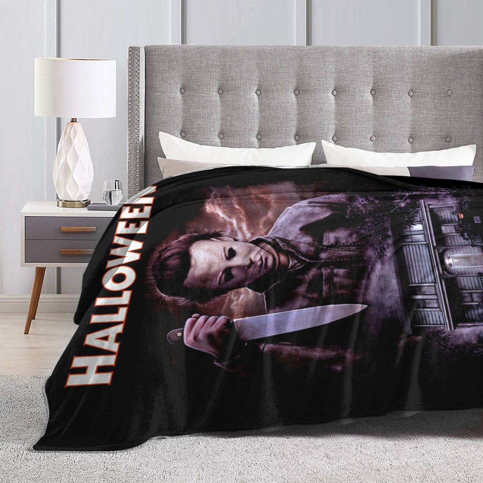 Halloween Horror Movie Throw Blanket 80"X60" Soft Flannel Lightweight Plush Air Conditioner Quilt Suitable For Sofa,Living Room,Bedroom,Double Bed