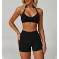 thumbnail image 4 of PISONIC Workout Sets for Women 2 Pieces Criss Cross Back Sports Bras Matching High Waist Butt Lifting Shorts Yoga Outfits, 4 of 11