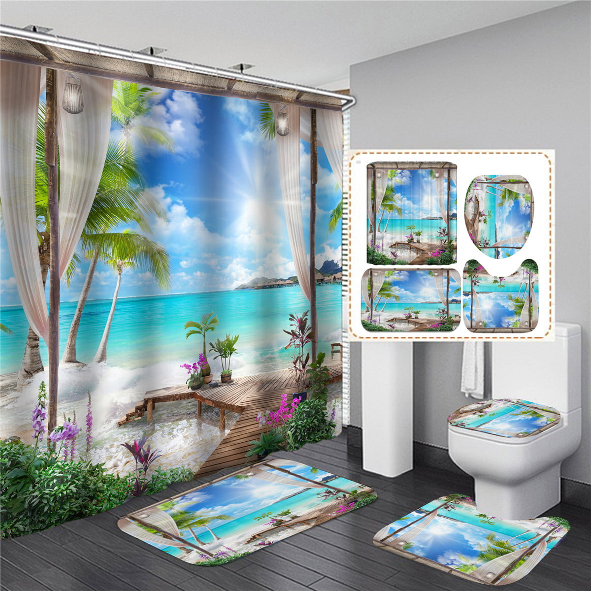10 Hooks Waterproof Peva Bathroom Shower Curtain Home Bath Washroom Decor 