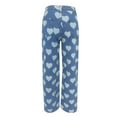 thumbnail image 5 of WILLBEST Pantalones Mujer Pantalones Vaqueros Acampanados de Cintura Alta para Mujer, Con Estampado de Corazones y Pierna Ancha, Cómodos, Elásticos, Informales, a La Moda Grande, 5 of 5