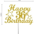 thumbnail image 2 of 36 Birthday Cake Topper Gold Glitter, Party Decoration Ideas, Sturdy Doubled Sided Glitter, Acrylic Stick. Made in USA (36th), 2 of 4