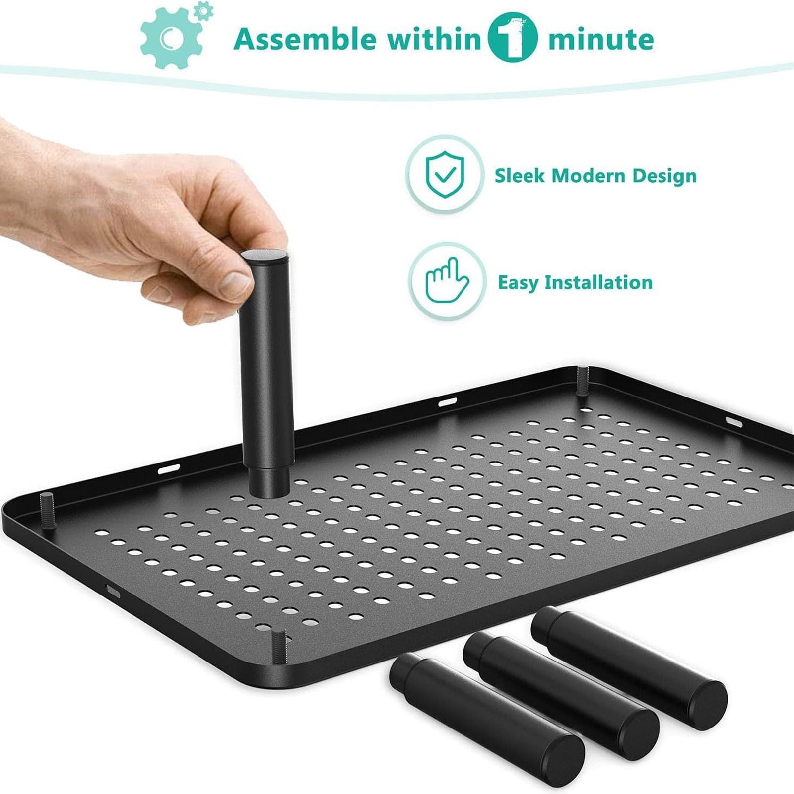 Monitor Stand Riser,CMYYNNA Computer Monitor Stand for Desk, Adjustable Laptop Riser, Desk Monitor Stand Underneath Storage for Office, Home, School Supplies (STT003), 1 Pack, Black
