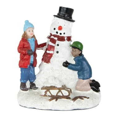 Northlight Children Build a Snowman Christmas Village Display Piece - 2.75"