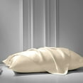 thumbnail image 4 of Cloud Fino Luxurious Satin Bed Sheets Ivory Silk Sheets Full 15 " Deep Pocket Pillowcases Sheet, 4-Piece, 4 of 6