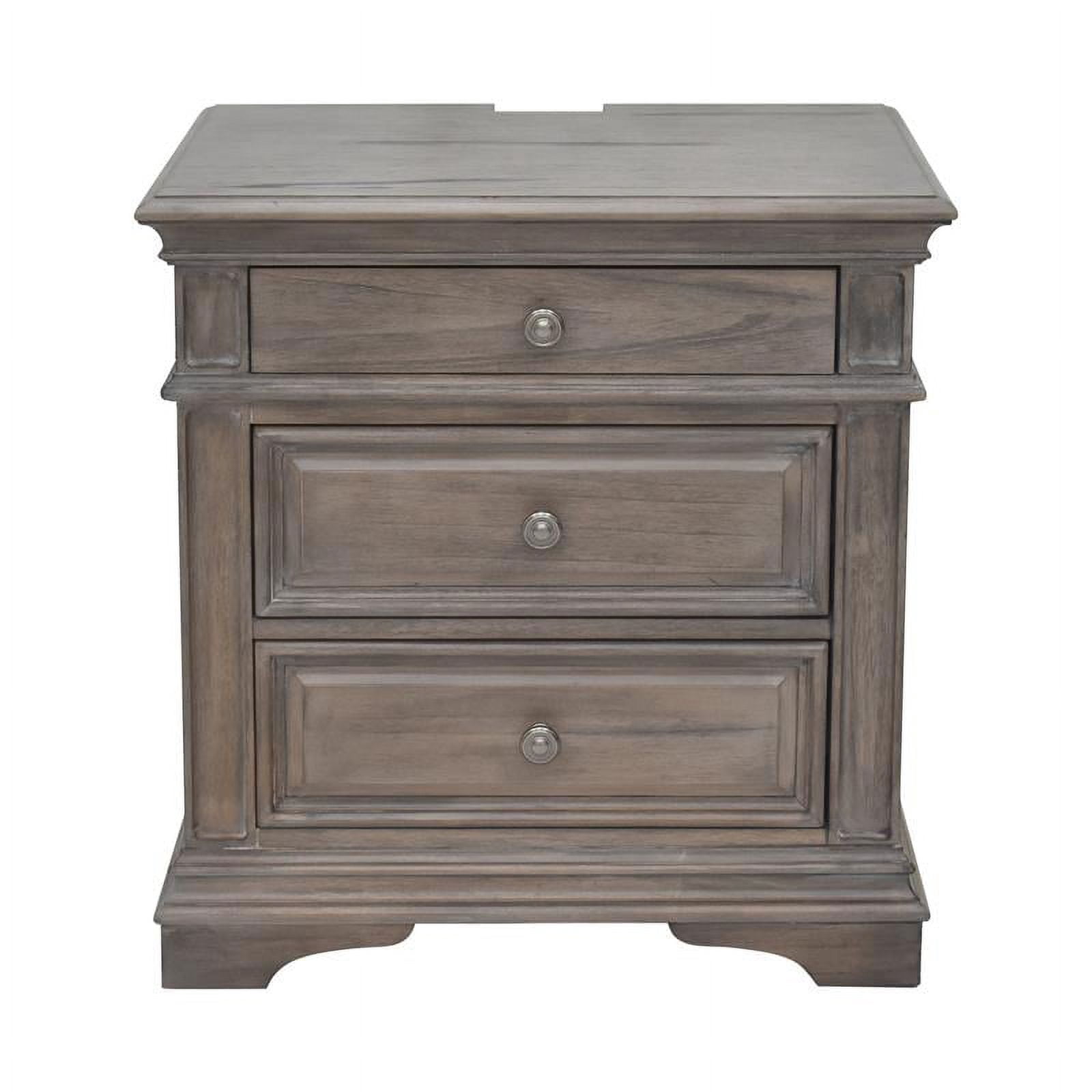 Steve Silver Highland Park 3 Drawer Nightstand with USB chargers and outlets, Brown