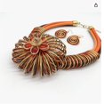 thumbnail image 2 of Statement African Aluminum Wire Big Flower Necklace and Earring Set For Women Tribal Fashion Colorful Big Rhinestone Crystal Pendent Collar Choker Bold Chunky Bib Handmade, 2 of 3