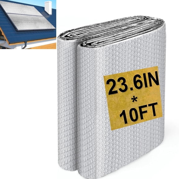 Window Insulation Roll Tutuviw 23.6IN x 10FT Bubble Aluminum Foil Sheet Double-Sided Aluminum Foil Insulation Heat Reflective Window Film Weatherproof Garage Door Cover for Roof Garage Doors