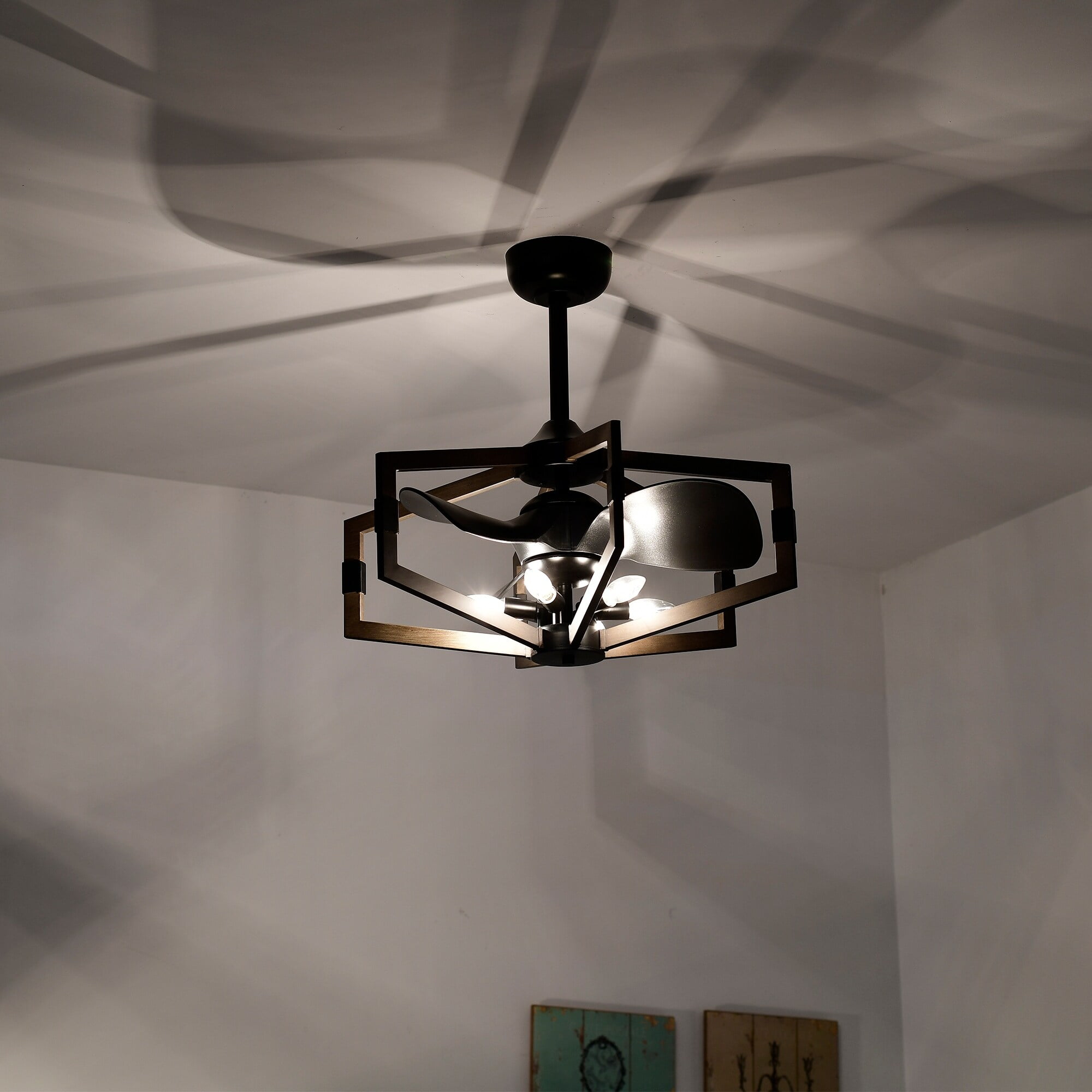 Nicklas 26 in. Indoor Black Finish Ceiling Fan with Light Kit and Remote