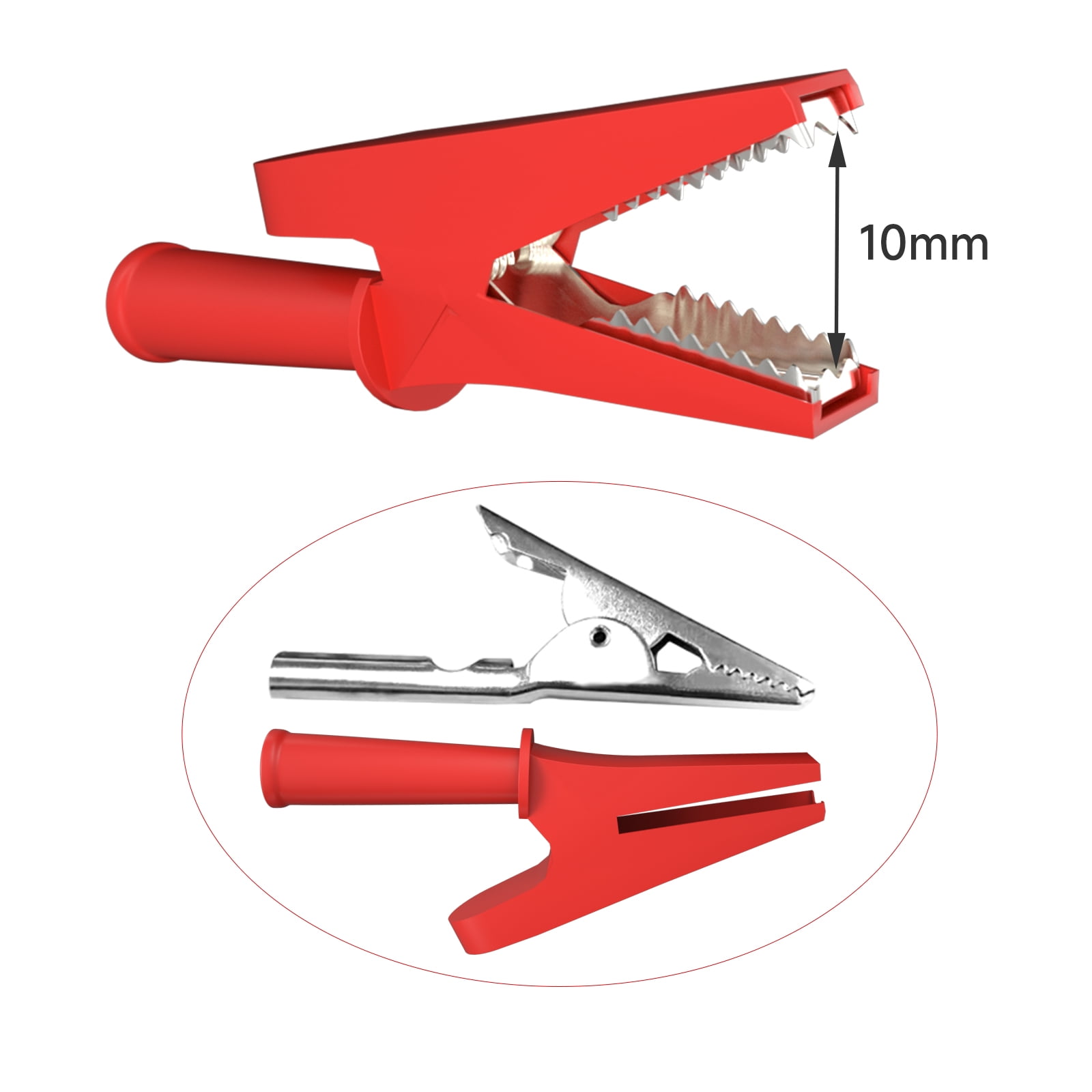 ELECTCHN 10PCS Full Insulated Protecting Alligator Clips 30A Safe Crocodile Clamps with 4mm Banana Jack Socket for Automotive Battery Electrical Testing Red&Black