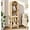 Wood Color, variant on 64.17 in Tall Arched Display Cabinet with Acrylic Glass Doors 5-Tier Kitchen Pantry Storage Cabinets Modern Wood Curio Cabinet Bookcase for Living Dining Room (Wood Color)