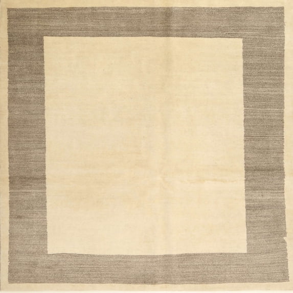 Ahgly Company Machine Washable Indoor Square Contemporary Sun Yellow Area Rugs, 4' Square