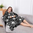 thumbnail image 5 of Oversized Wearable Blanket Hoodie,Halloween Ghosts and Skulls in Spider Webs Sherpa Blanket Hoodie with Super Pockets,Super Warm Fuzzy Pullover for Women & Men, 5 of 6