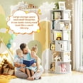 thumbnail image 3 of Aheaplus 6 Tier Rotating Bookshelf, Wood Spinning Bookshelf Tower, Round Revolving 360 Bookcase, Narrow Turning Book Shelf Rolling Corner Organizer for Small Space, Bedroom, Office, White, 3 of 14