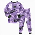 thumbnail image 6 of TOWED22 Toddler Boys Halloween Pumpkin Pajamas Cotton Cute Ghost Print Pjs for Boy Jammies Little Kids Skeleton Skull Sleepwear Clothes Sets(Dark Purple,6-7 Y), 6 of 9