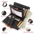 thumbnail image 3 of Billetera gzcz de piel auténtica con bloqueo RFID para hombre, plegable, negra, 3 of 7