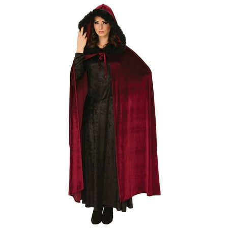 Hooded Cape Adult Costume Burgundy Red - Walmart.com