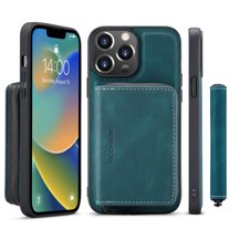 SaniMore Case for iPhone 14 Pro 6.1", PU Leather Case Detachable Magnetic Zipper Wallet Card Slots Kickstand Wireless Charging Anti-drop Shockproof 360° Protection Case, Blue
