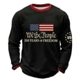 thumbnail image 3 of We The People T Shirt Long Sleeve Crewneck Graphic Tees Waffle USA Anniversary Print Everyday Easy Mens T-shirts Black L, 3 of 3
