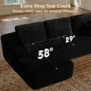 Ovios 106 Cloud Sofa Couch No Assembly Boneless Deep Seat Sofa for Living Room, Black(Plush Corduroy)