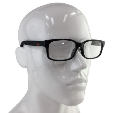 Gucci GG 0012OA 001 Black Transparent Red Green Plastic Eyeglasses 55mm