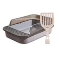 thumbnail image 3 of Caja de arena para gatos, caja de arena para gatos, caja de arena para gatos semicerrada grande con lado alto, duradera, parte abierta, para Claro y gris, 3 of 8